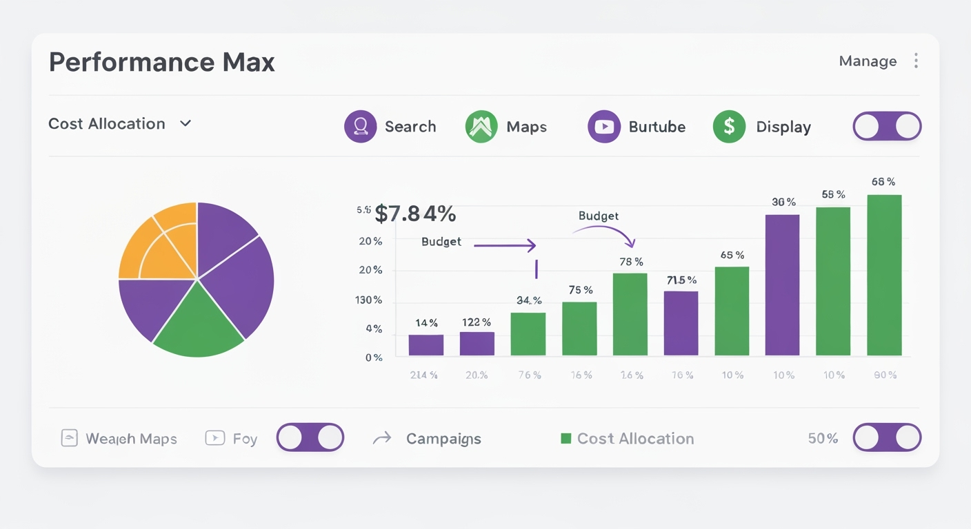 Dashboard showing Performance Max campaign data